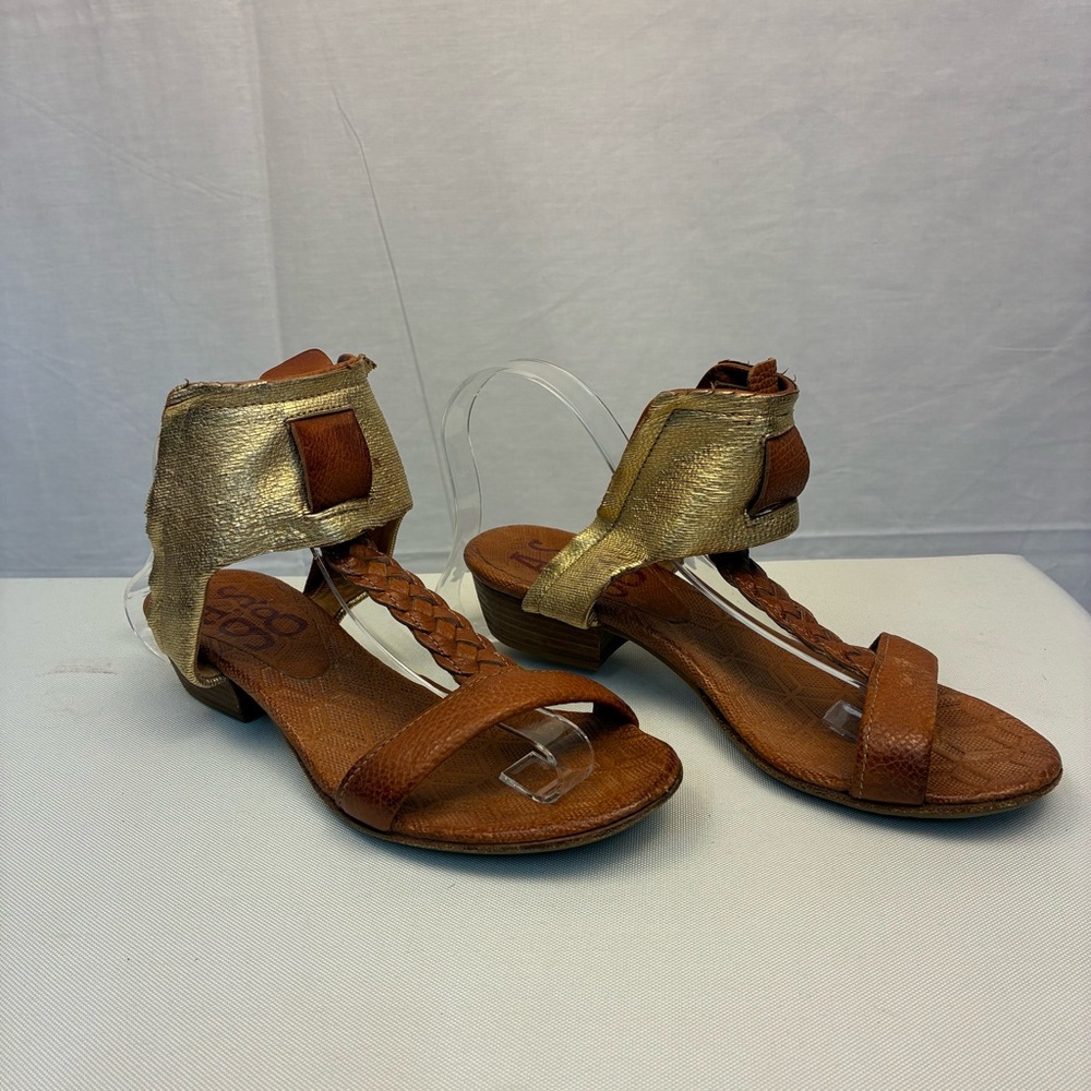 A.S.98 Brown & Gold Leather Sandals 37